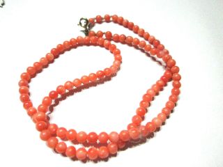 Fine Antique Victorian Natural Round Coral Beads Necklace 9ct Gold Clasp