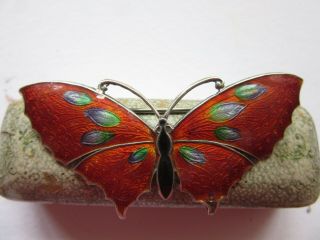 Vintage Silver And Enamel Butterfly Brooch
