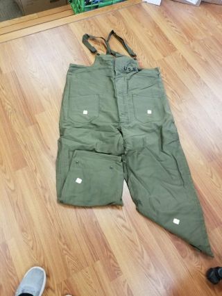 Vintage Ww2 Usn Us Navy Deck Pants Bib Overalls Wool Lined Oldstock