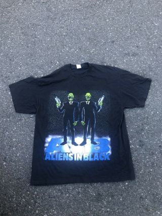 Rare Vintage 90s Men In Black Movie T Shirt Aliens In Black Xl Bootleg Rap Tee