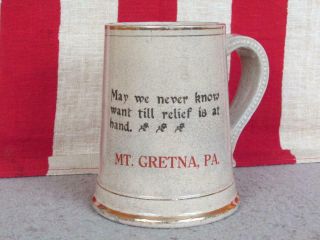 Vintage Antique Mount Gretna,  Pa.  Stoneware Mug Early 1900 