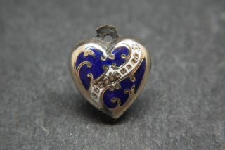 Tiny Antique Victorian 9ct Gold & Enamel Heart Pendant Charm
