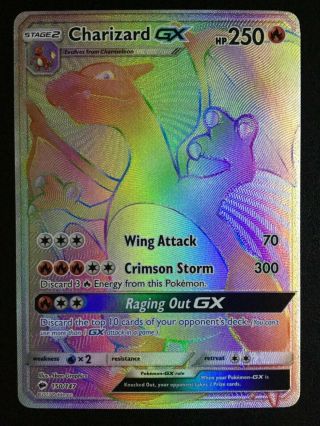 Charizard Gx Secret Rainbow Hyper Rare Pokemon Card Burning Shadows 150/147 Nm