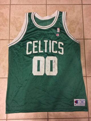 Vtg 90s Robert Parish Nba Jersey Boston Celtics Pro Cut Champion 48 Signed