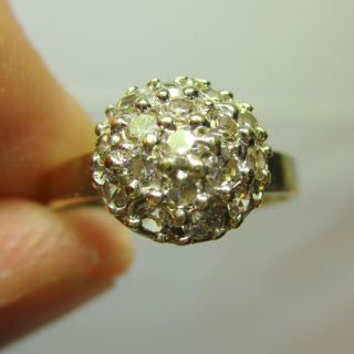 Vintage Estate 10k Gold 1/2 Carat Diamond Cluster Ring - 0.  50 Carats - Size 7.  5