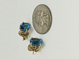 14 KT Yellow Gold Blue Spinel Earrings - Estate - Scrap or not 3.  9 Grams 2