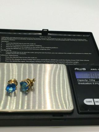 14 KT Yellow Gold Blue Spinel Earrings - Estate - Scrap or not 3.  9 Grams 3