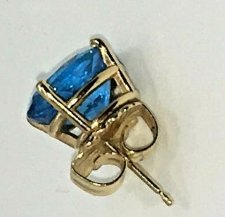 14 KT Yellow Gold Blue Spinel Earrings - Estate - Scrap or not 3.  9 Grams 4