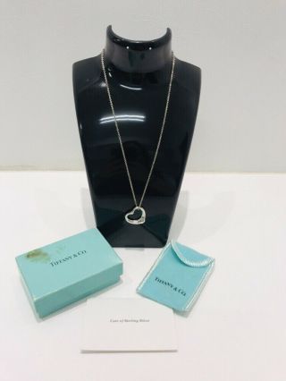 Vintage Tiffany & Co.  Open Heart Necklace With Chain 925 Sterling Silver