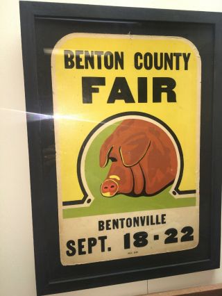 Vintage Benton County Fair Poster Bentonville Arkansas Early Pig Framed Neat
