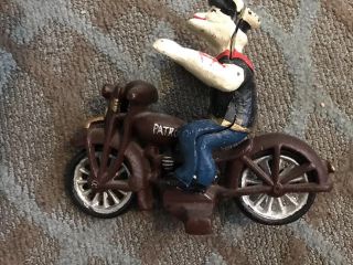 Vintage Cast Iron Popeye The Sailor On Motorcycle /gvc
