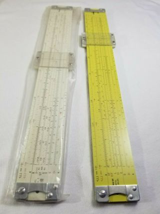 Two Vintage 1962 Pickett Model 600 Slide Rule - Pristine - w/ Leather Sheaths 2