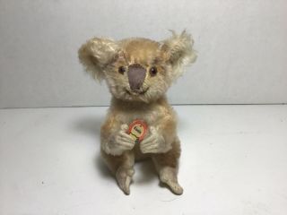 Vintage Steiff Koala Bear,  Light Tan Jointed Head With Chest Tag And Ear Button