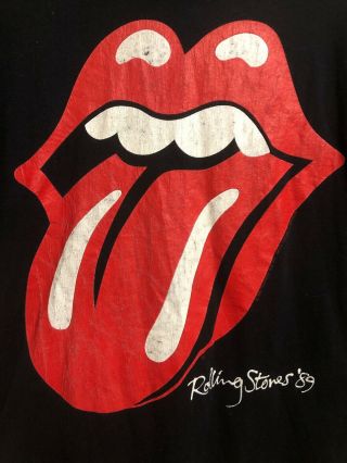 Rolling Stones Black Vtg 1989 The North American Tour Band Tee Shirt Xl