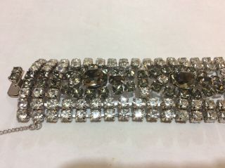 Vintage Clear & smoky Rhinestone Necklace Bracelet Set Signed Cinderella Jewels 3