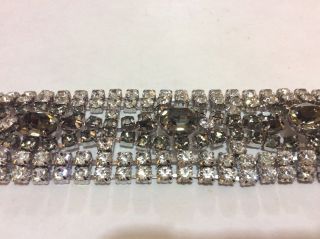 Vintage Clear & smoky Rhinestone Necklace Bracelet Set Signed Cinderella Jewels 4