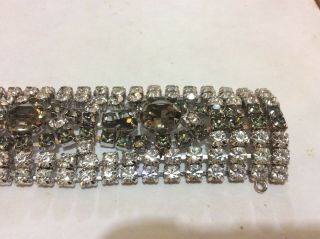 Vintage Clear & smoky Rhinestone Necklace Bracelet Set Signed Cinderella Jewels 5