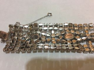 Vintage Clear & smoky Rhinestone Necklace Bracelet Set Signed Cinderella Jewels 6