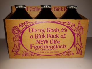 Rare Vintage 6 Sick Pack Olde Frothingslosh Full Beer Bottles Collectors Labels