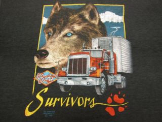 Vtg 90s 3d Emblem Truckers Only Survivors Eagle Double Sided Tee T Shirt X - Large