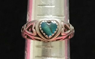 Vtg Wm Sterling Silver Heart Abalone Ring Size: 6 Signed M625