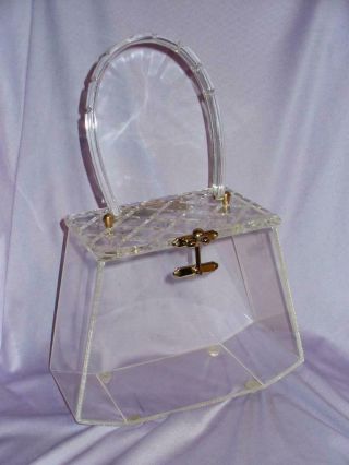 Vintage Lucite Purse Handbag Clear Artdeco Charles L.  Kahn Miami