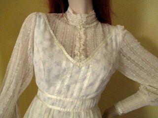 Vintage Gunne Sax Prairie Dress Lace Cotton 35 B.  28 W.