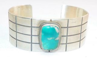 Vintage Zuni Julian Chavez Sterling Silver Turquoise Bracelet