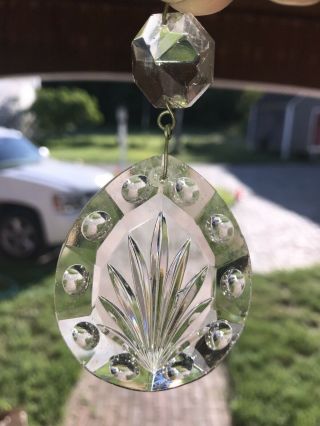 27 - Vintage Large Unusual Chandelier Cut Crystal Glass Prisms