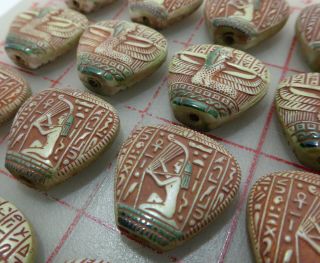 16 Very Unique Vintage Glass Egyptian Themed Hieroglyphic Knobs 7/8 "
