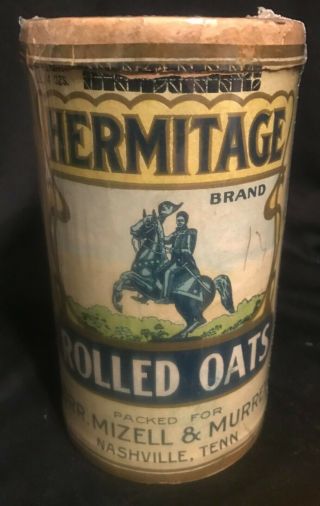 Vintage 1900s Hermitage Rolled Oats Container 1lb Box Graphics Soldier