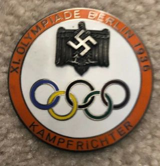 Xl Olympiade Berlin 1936 Kampfrichter Metal Judge’s Pin - H.  Osang Dresden Rare