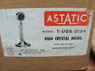 VINTAGE ASTATIC D104 CRYSTAL BASE MICROPHONE W/ORIGINAL BOX - U.  S.  A.  - 2