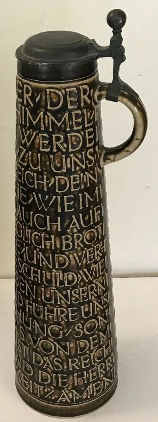 Vintage Reinhold Merkelbach Vater Unser Lords Prayer Beer Stein 1624 West German