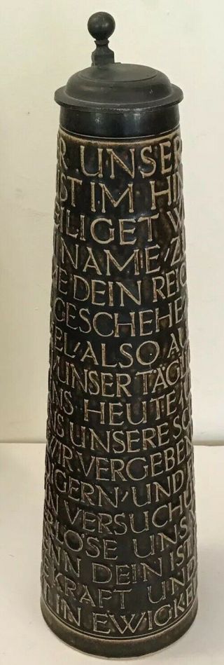 Vintage REINHOLD MERKELBACH Vater Unser LORDS PRAYER Beer Stein 1624 WEST GERMAN 2