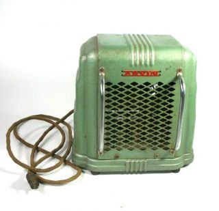 Arvin Electric Heater Model 103 Green Art Deco Metal Vintage Vtg Heat Patina