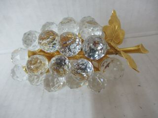 Vintage Swarovski 29 Crystal Grape Cluster With Gold Leaves Swan Logo
