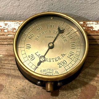 Late 1800s Vintage Belfield Brass Pressure Gauge,  Steampunk,  Water Antique Steam