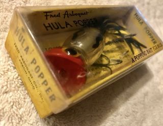 Fishing Lure Fred Arbogast Hula Popper 1st Gen Reflector Black Wave Box & Paper