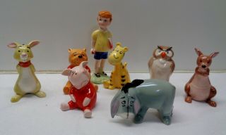 8 Vintage Disney Beswick England Winnie The Pooh Porcelain Figurines