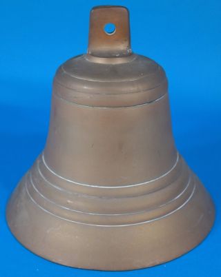 Vintage Solid Brass Bell W/ Clapper 7 3/4 " Diameter (no Wall Mount)