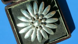 Antique Vintage Silver Danish Flower Brooch Maker 