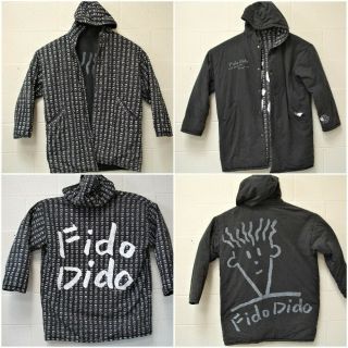 Vintage 1985 Fido Dido Reversible Parka Jacket Xl Black