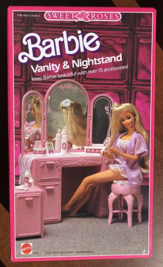 1987 Sweet Roses BARBIE Vanity & Nightstand Furniture Mattel 4764 NRFB BOX 2