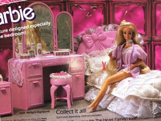 1987 Sweet Roses BARBIE Vanity & Nightstand Furniture Mattel 4764 NRFB BOX 4
