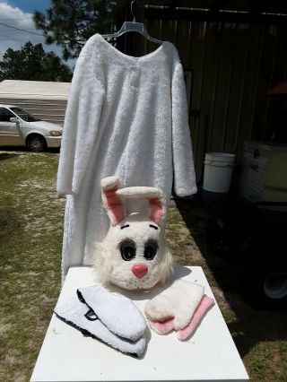 Vintage Adult Easter Bunny Rabbit Mascot Head Furry Costume Mask