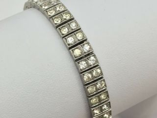 Vintage Art Deco Wachenheimer Sterling Rhinestone Bracelet,  Broken Clasp (rf715)