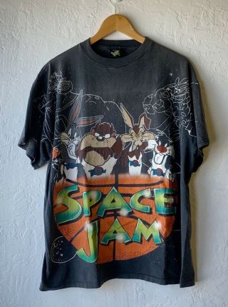 Rare Vintage 1996 Warner Bros 90s Space Jam Bugs Bunny Taz T - Shirt Usa Made Xl