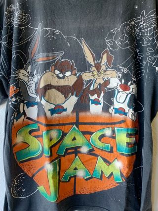 Rare Vintage 1996 Warner Bros 90s Space Jam Bugs Bunny Taz T - shirt USA Made XL 3