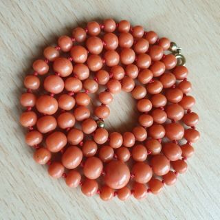 6 Old Vintage Natural Undyed Chinese Coral Necklace Beads 19 Grams